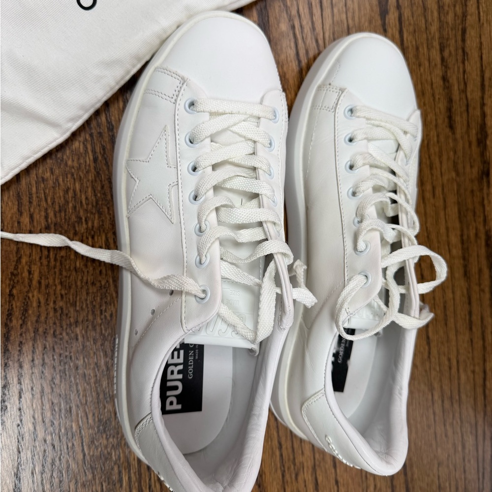 Golden Goose Pure Star White Leather Sneakers